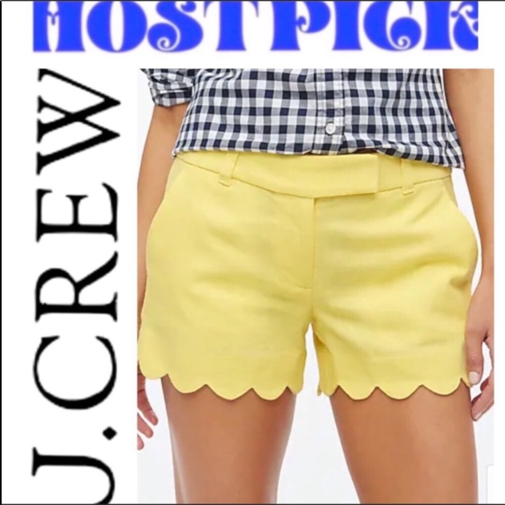 J. Crew Yellow High Waist Scalloped Shorts